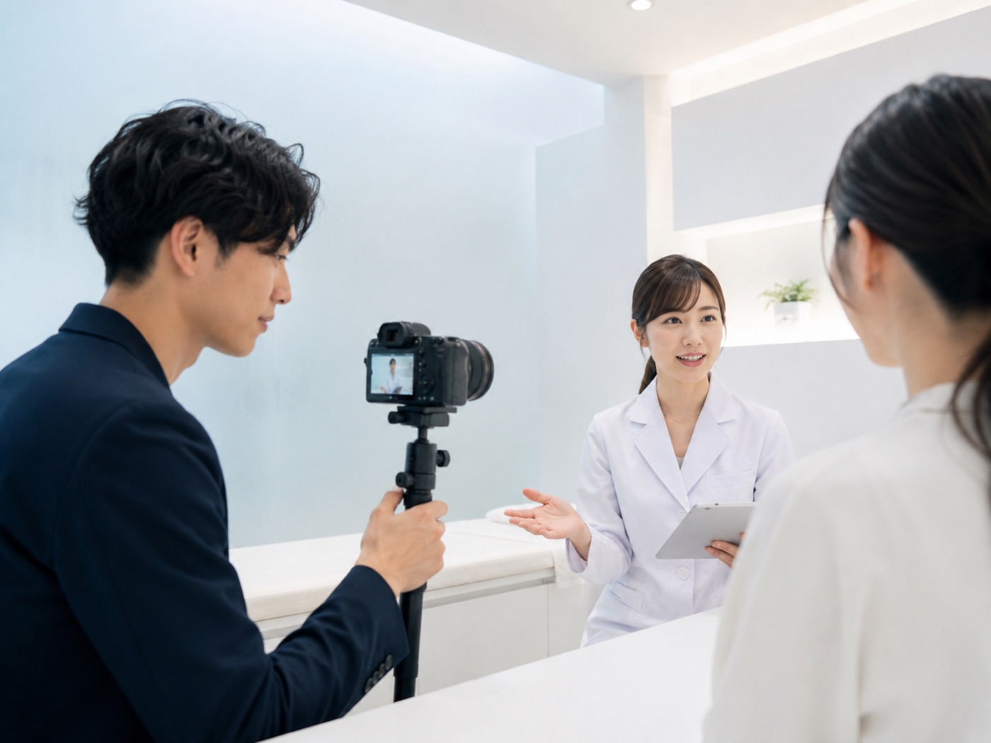 クリニックで説明動画を撮影する様子